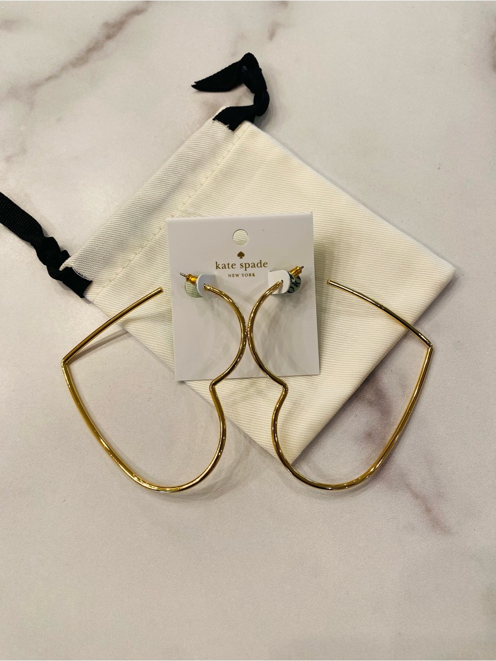 KATE SPADE Gold Large Heart Hoop Earrings